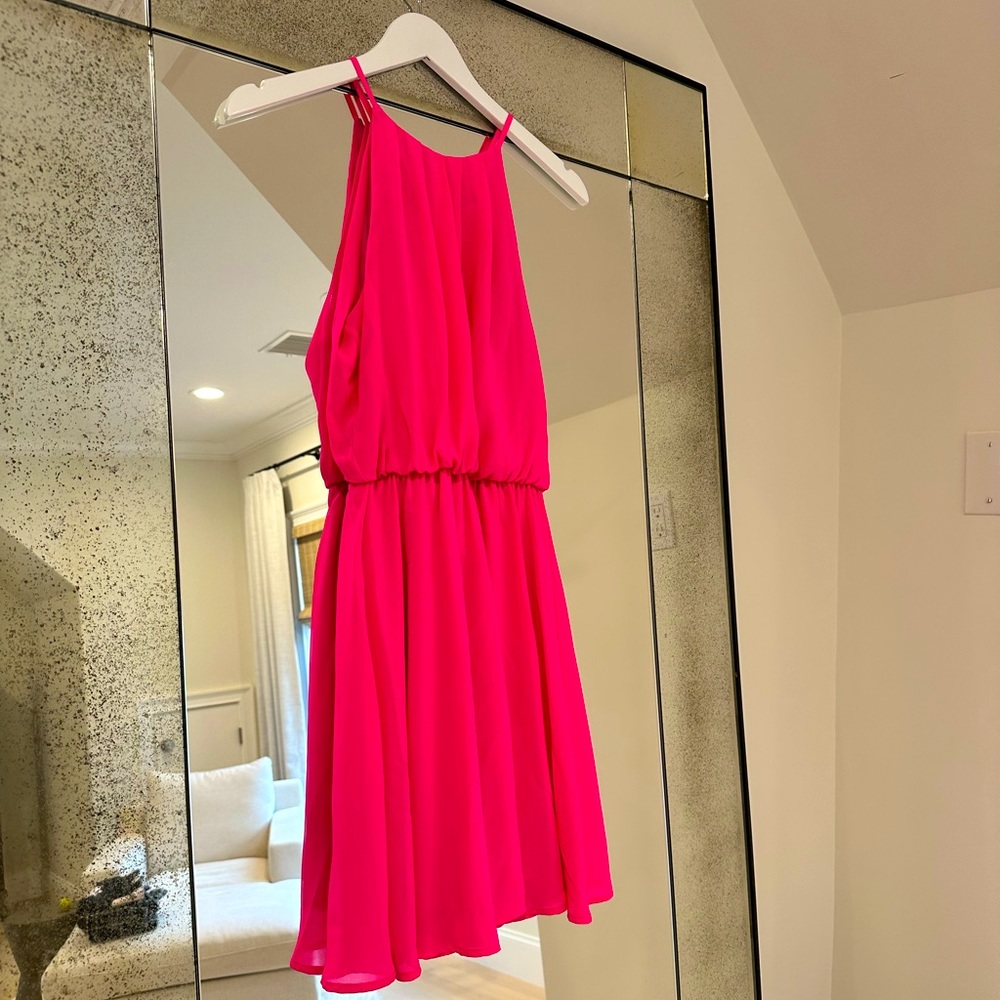 Pink Chiffon blouson style dress